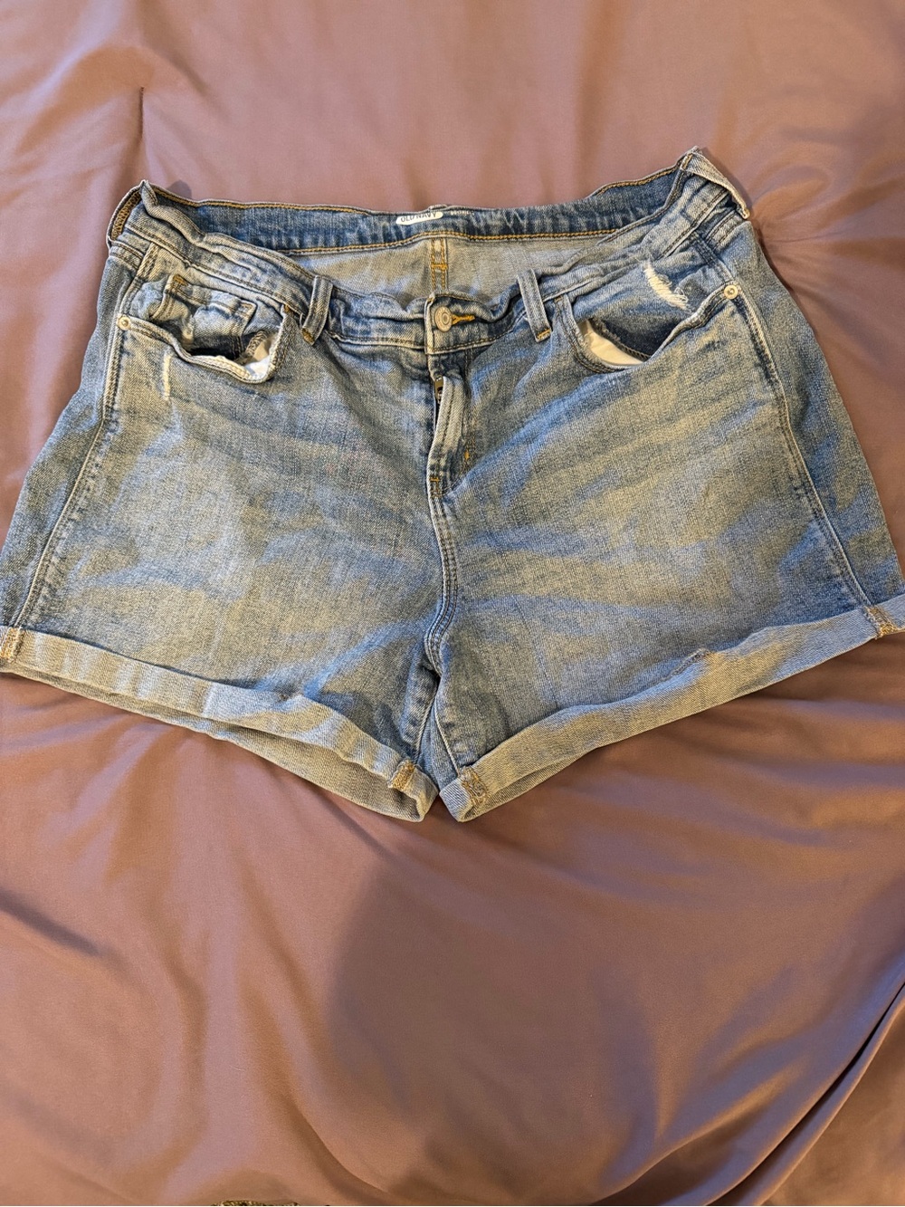 Old Navy Light Blue Denim Roll-Hem Shorts - 14